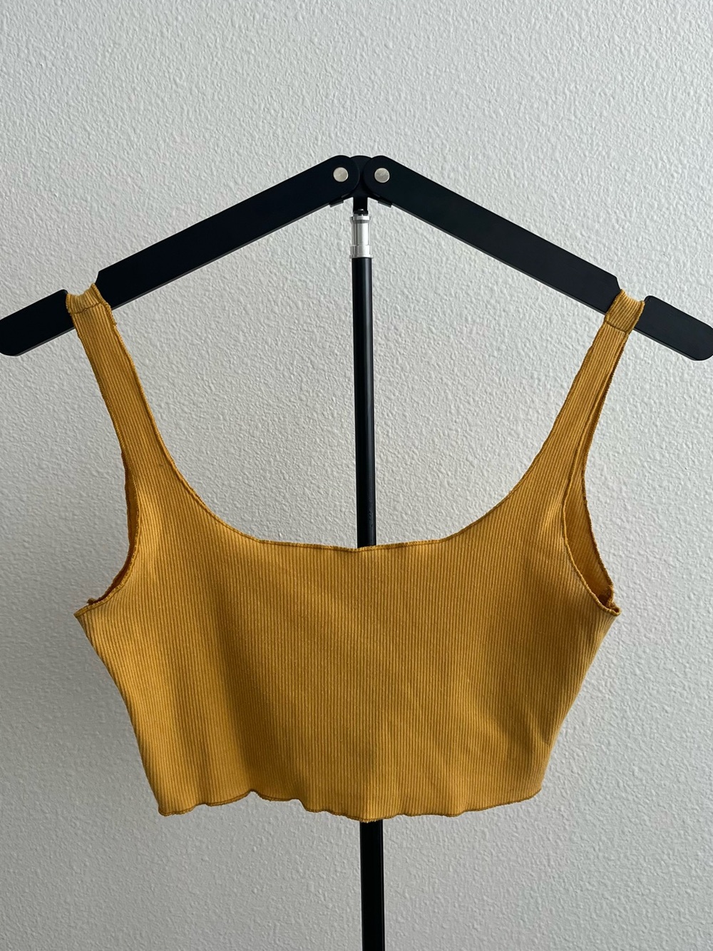 Mustard Ribbed Cropped Tank Top - Women's